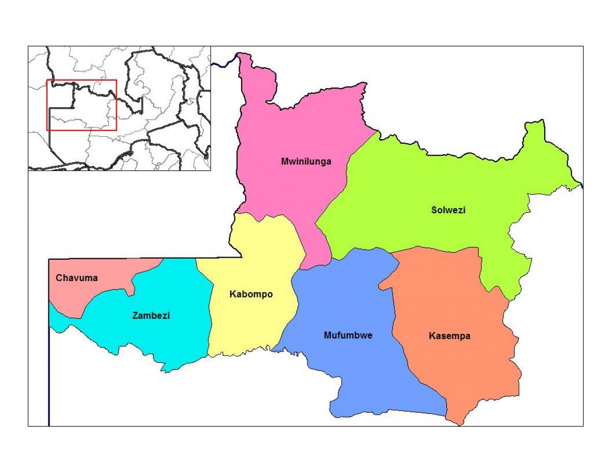 mapa del nord de la província occidental de Zàmbia