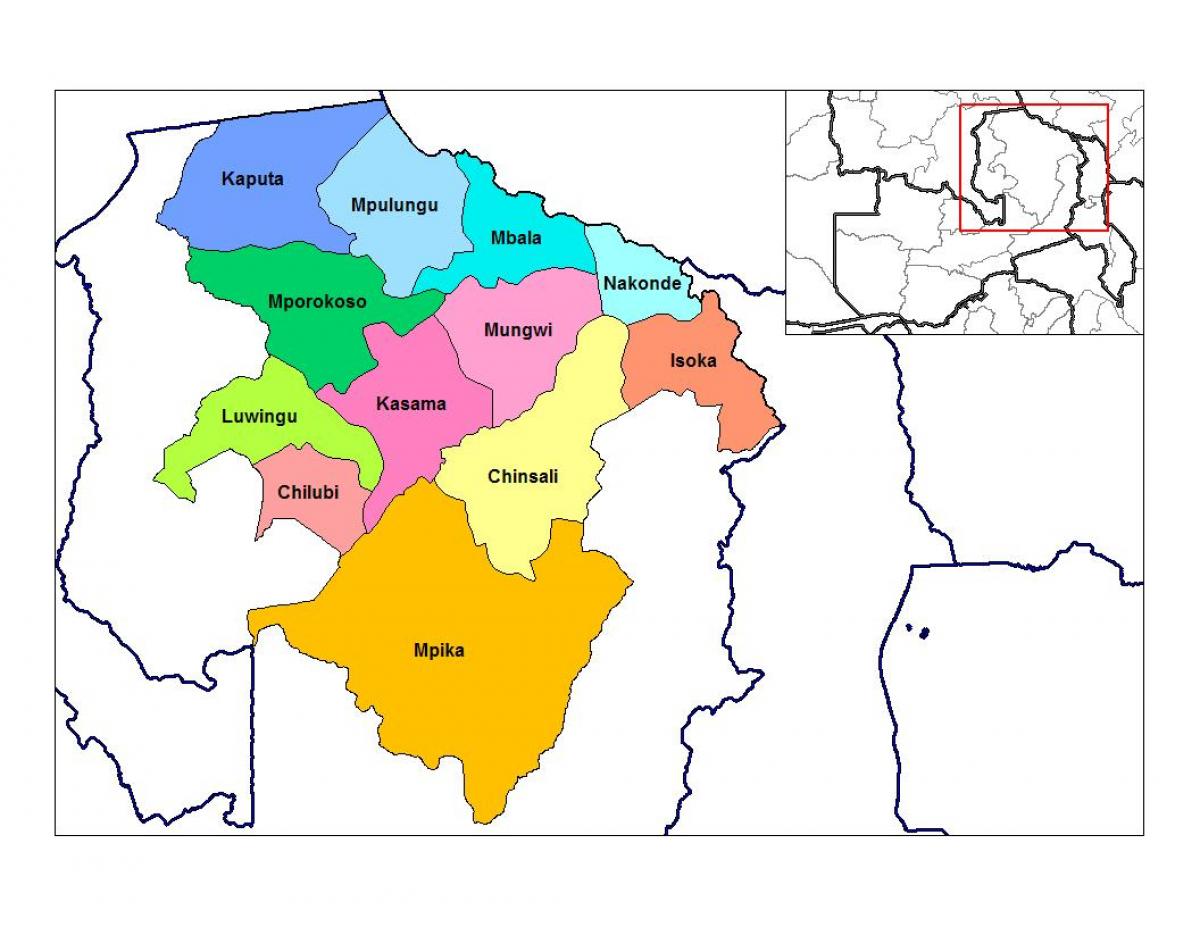 Mapa del nord de la província de Zàmbia
