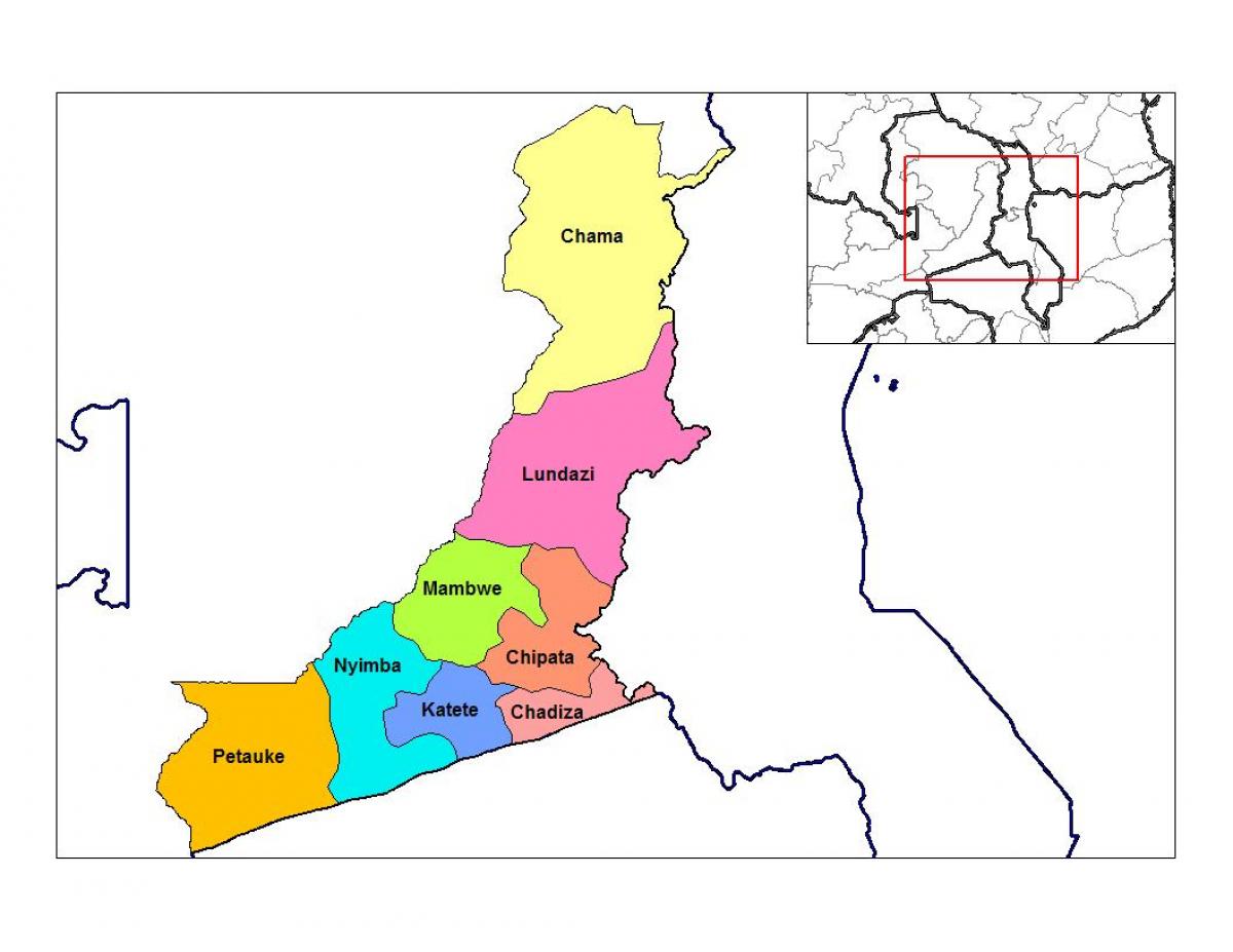 mapa de província oriental Zàmbia