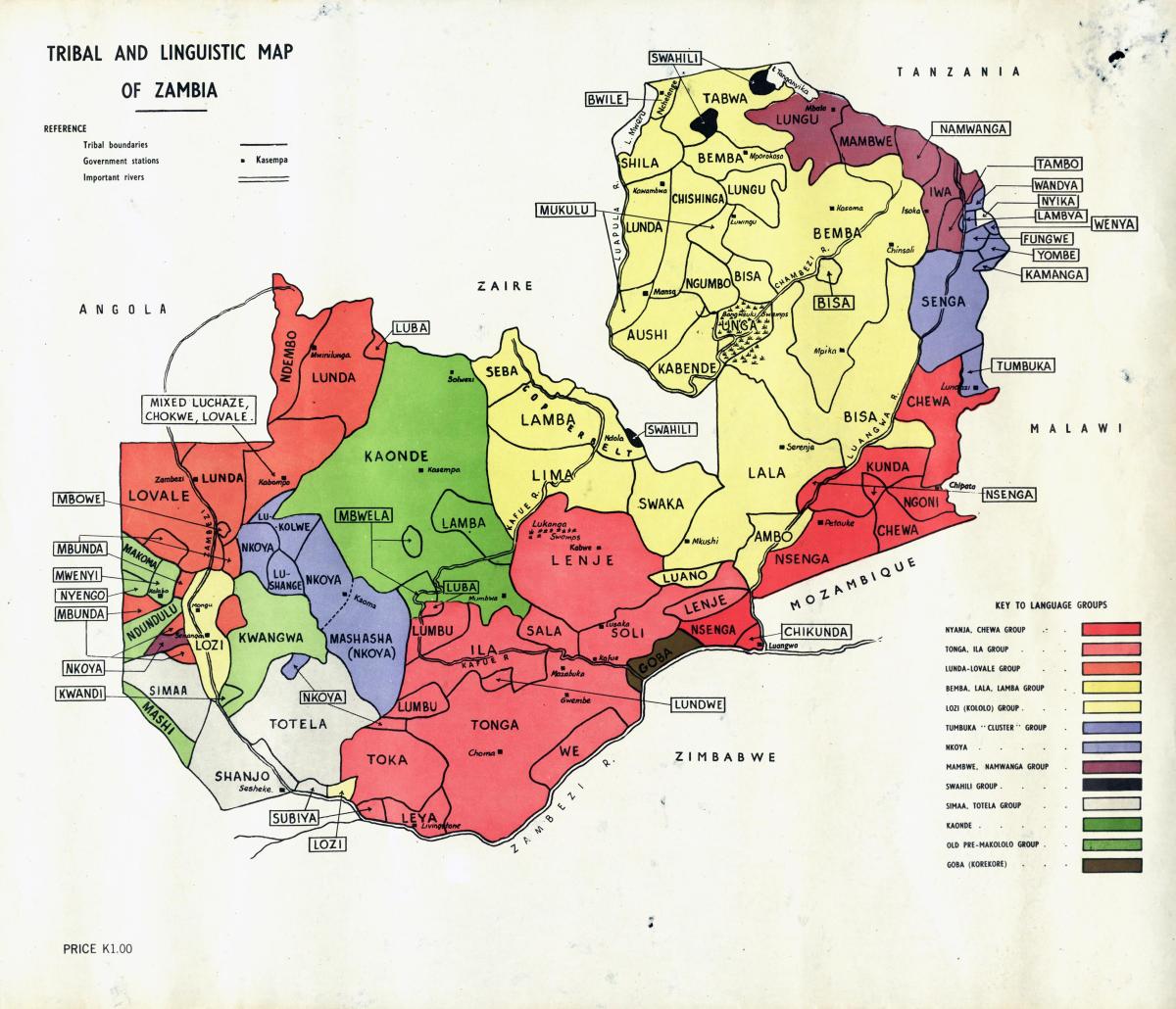 Mapa de Zàmbia tribus