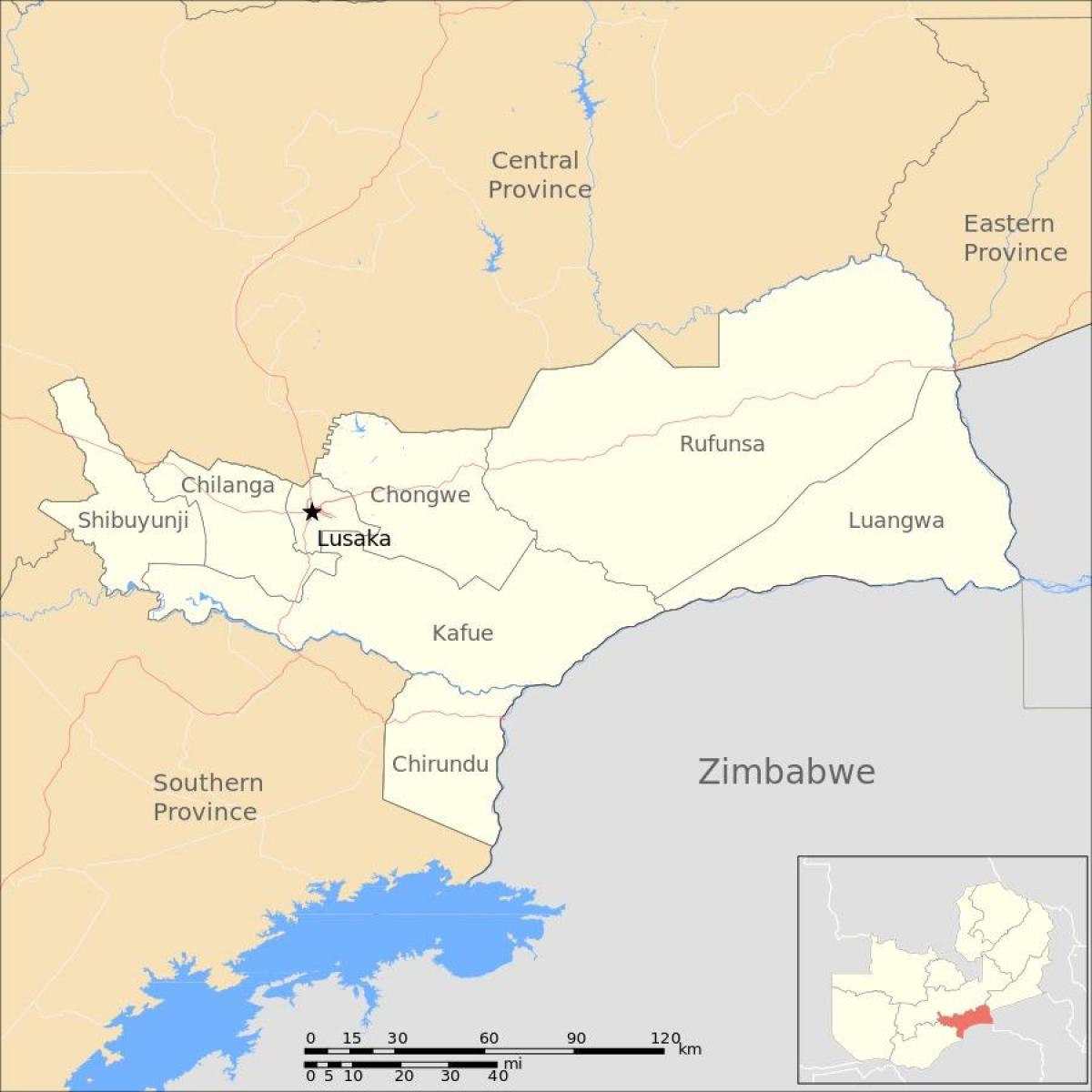 Mapa de lusaka Zàmbia