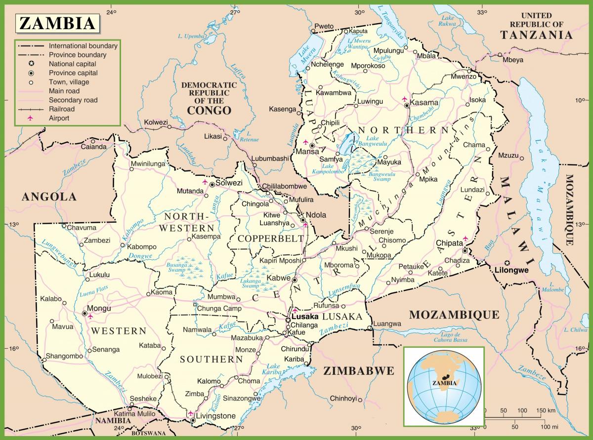 el mapa de Zàmbia
