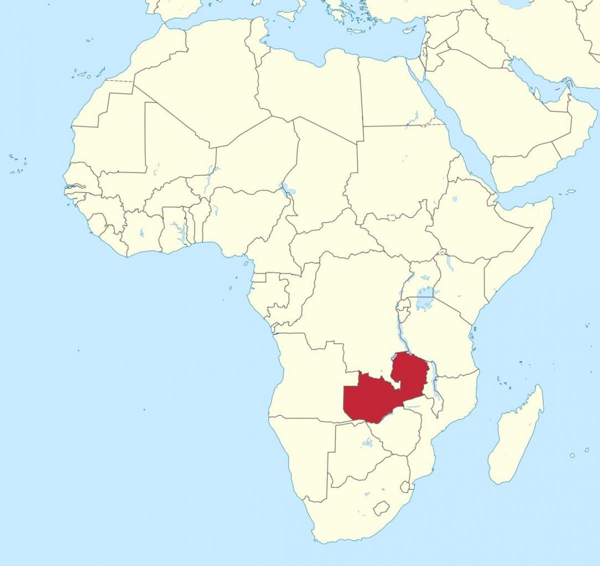 mapa d'àfrica mostrant Zàmbia